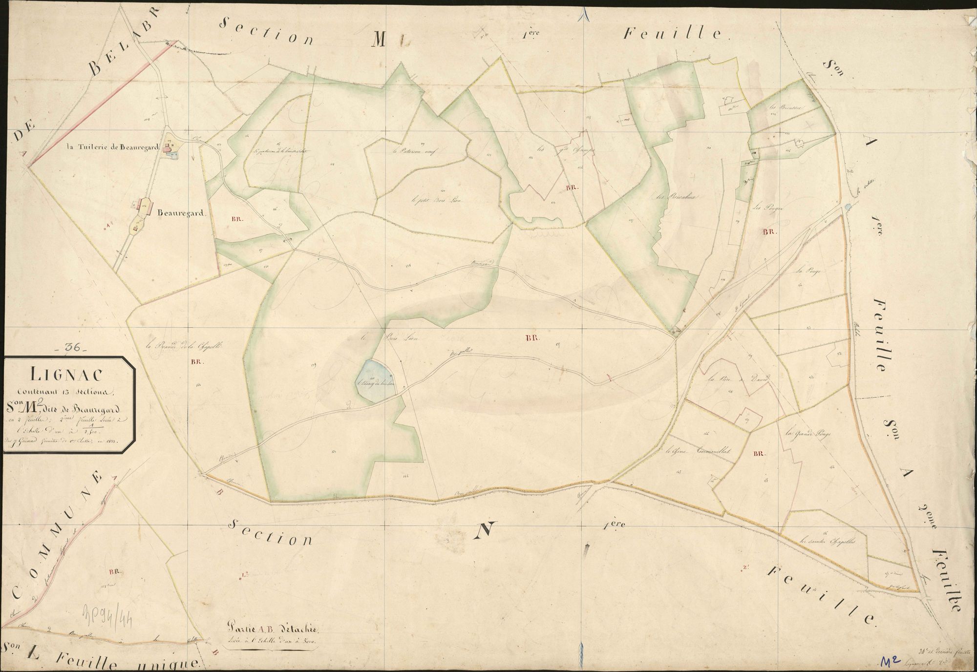 Lignac - Section M2, dite de Beauregard.