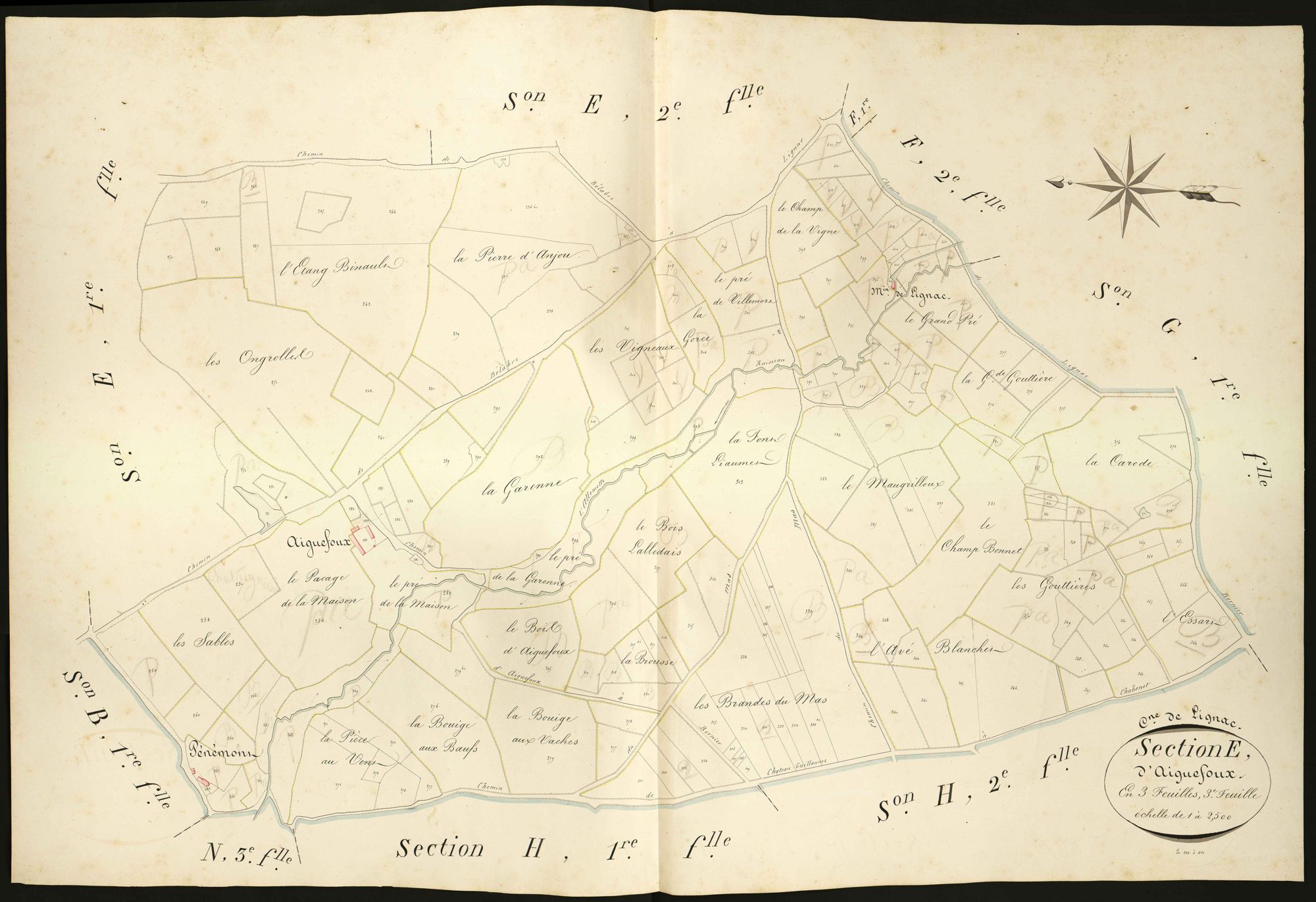 Lignac - Section E3, dite d'Aiguefoux.