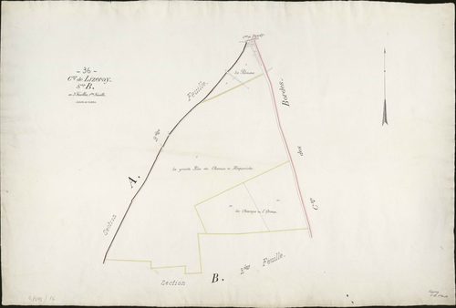 Lizeray - Section B1 (feuille redessinée suite à la création de la commune des Bordes).