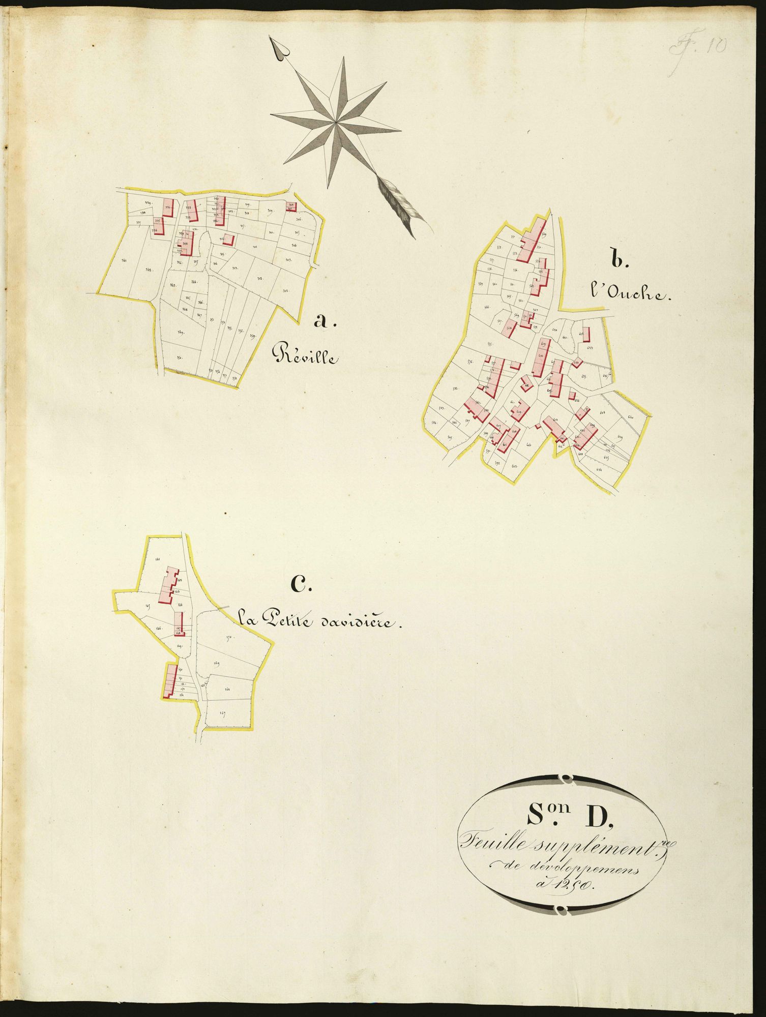 Lourdoueix-Saint-Michel - Feuille supplémentaire de développement de la section D (A: Réville ; B : Ouche ; C: La Petite Davidière).