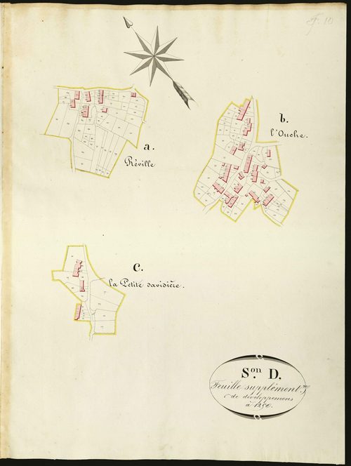 Lourdoueix-Saint-Michel - Feuille supplémentaire de développement de la section D (A: Réville ; B : Ouche ; C: La Petite Davidière).