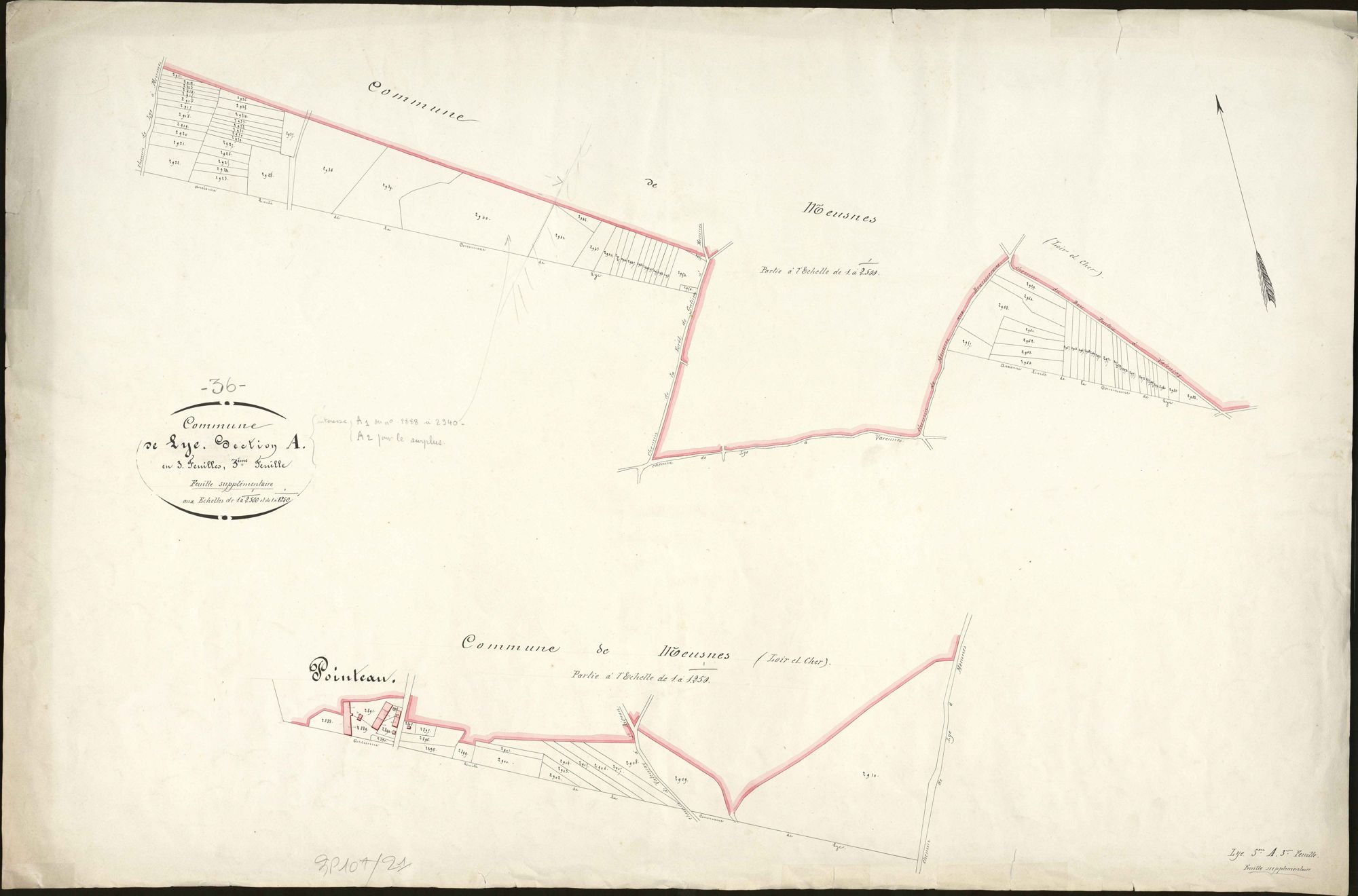 Lye - Section A3,feuille supplémentaire (feuille a été créée après la rectification des limites de la commune).