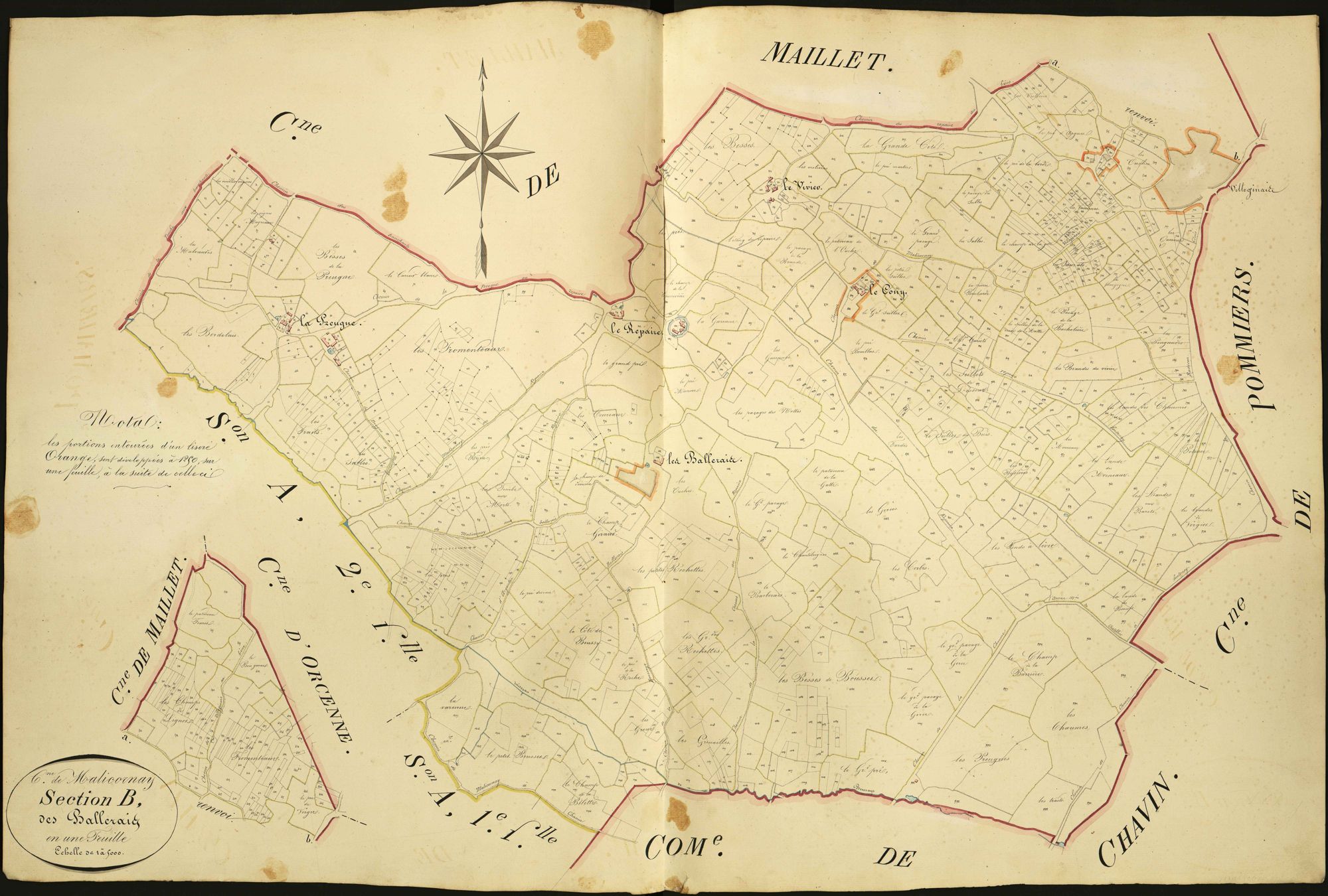 Malicornay - Section B, dite des Ballerais.