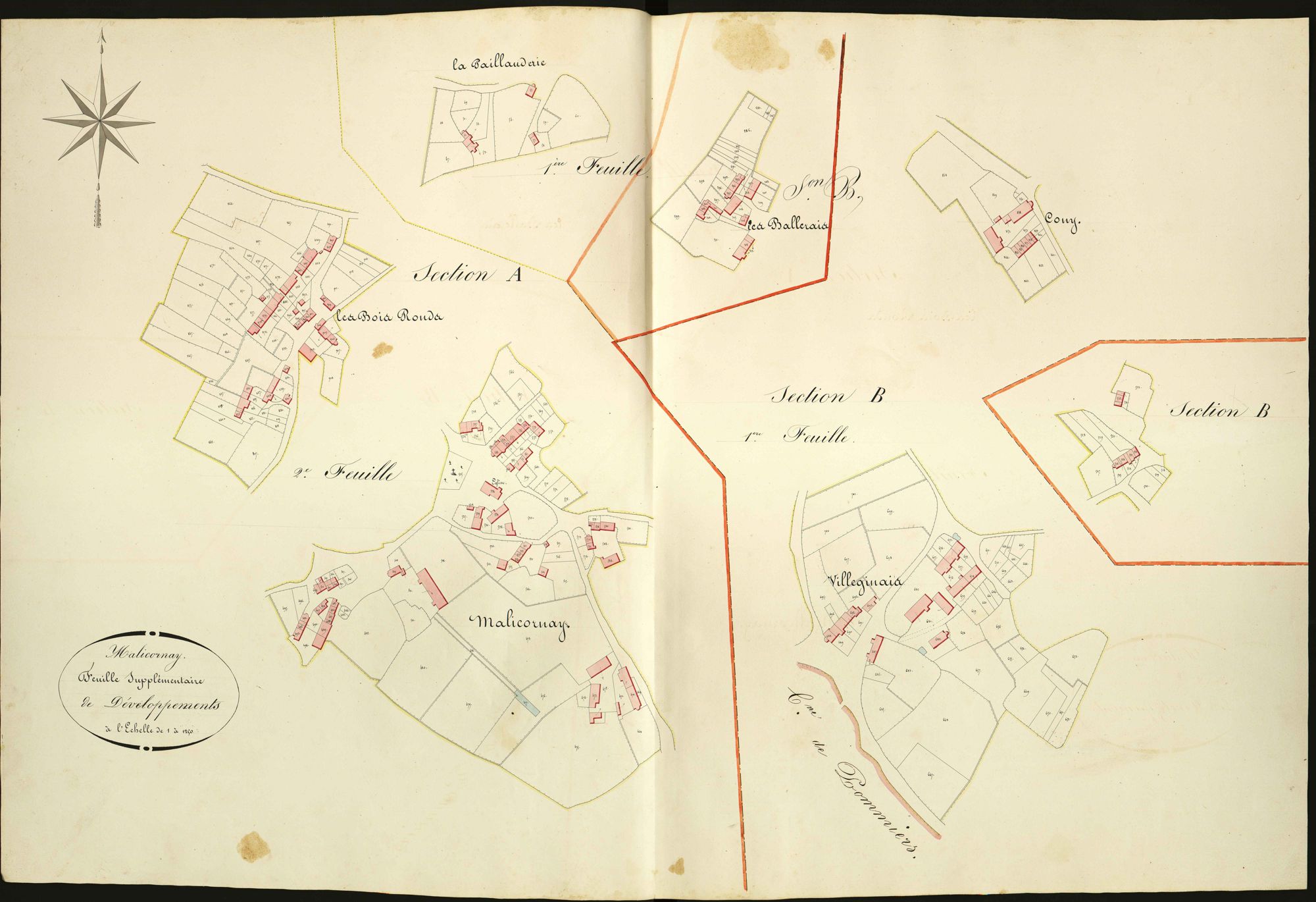 Malicornay - Sections A et B, feuille supplémentaire de développement.