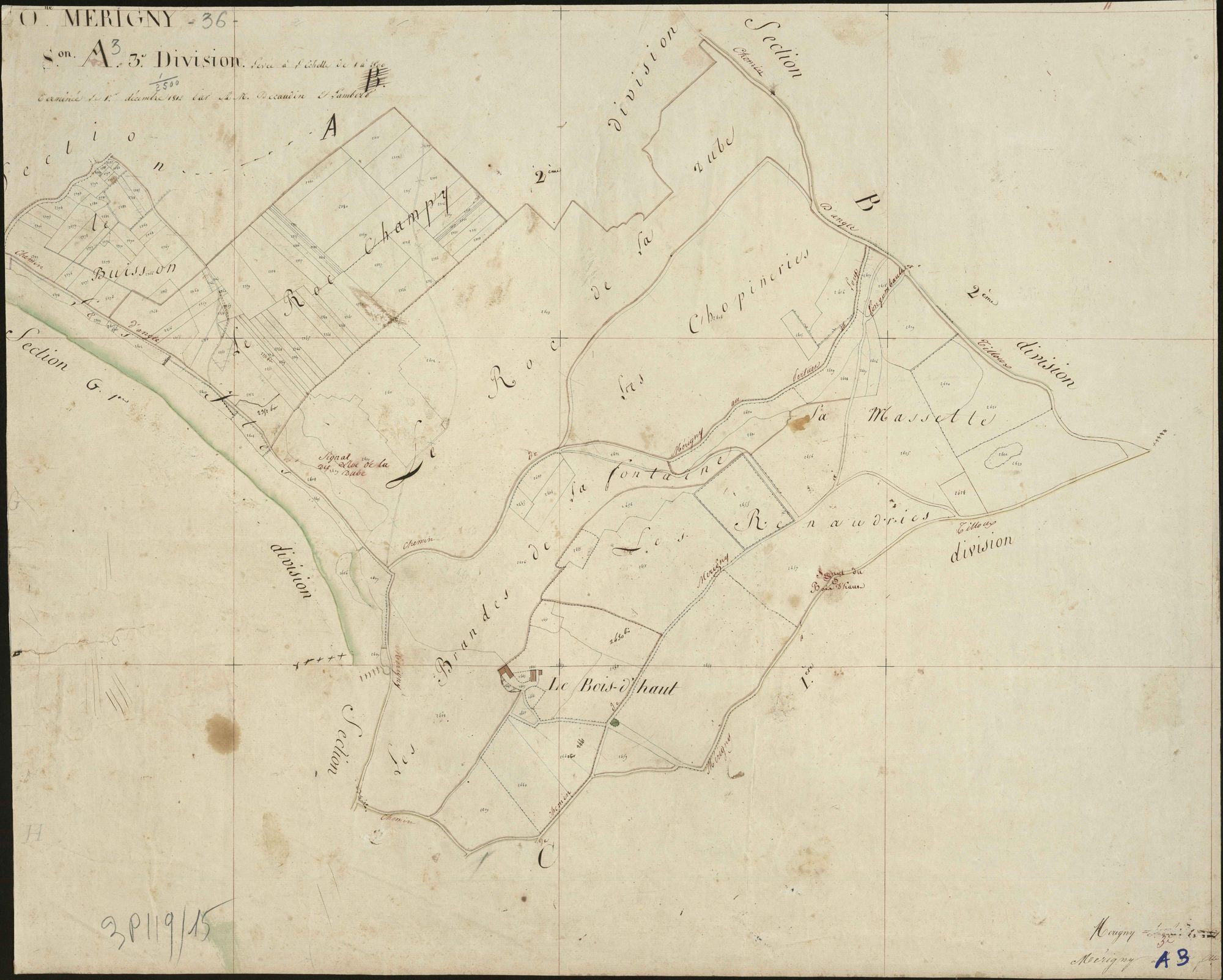 Mérigny - Section A3, dite de Beauchapeau sur le tableau d'assemblage.