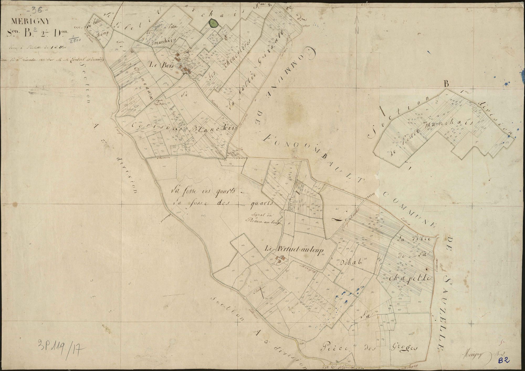 Mérigny - Section B2, dite du Bois sur le tableau d'assemblage.