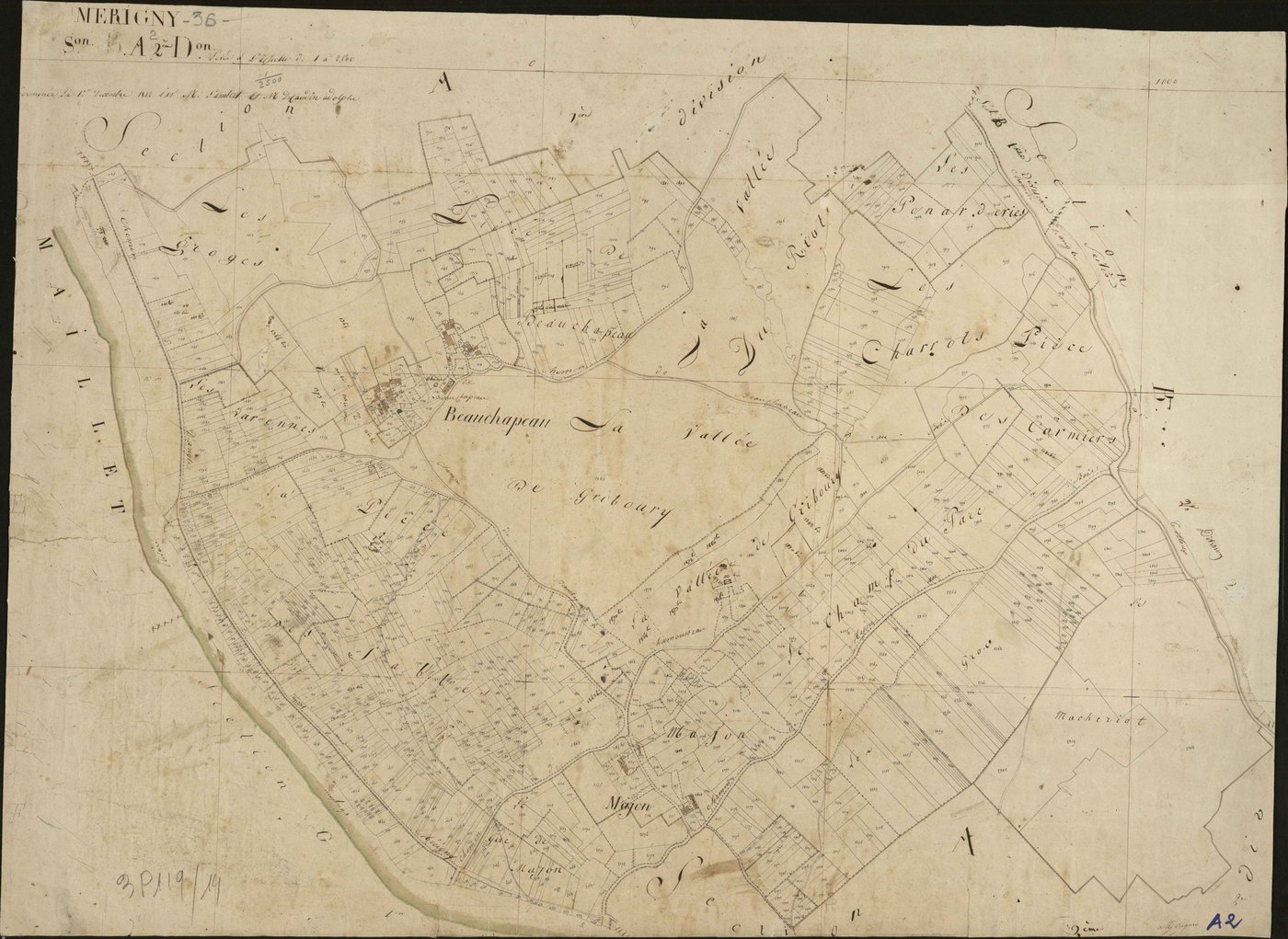 Mérigny - Section A2, dite de Beauchapeau sur le tableau d'assemblage.