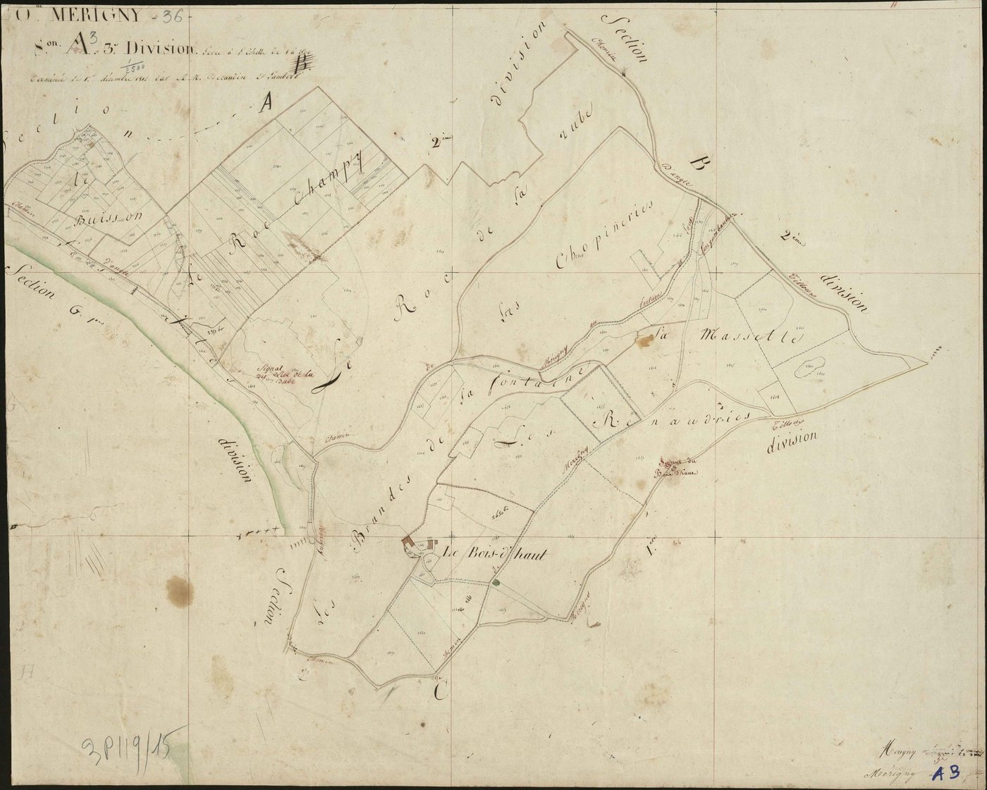 Mérigny - Section A3, dite de Beauchapeau sur le tableau d'assemblage.