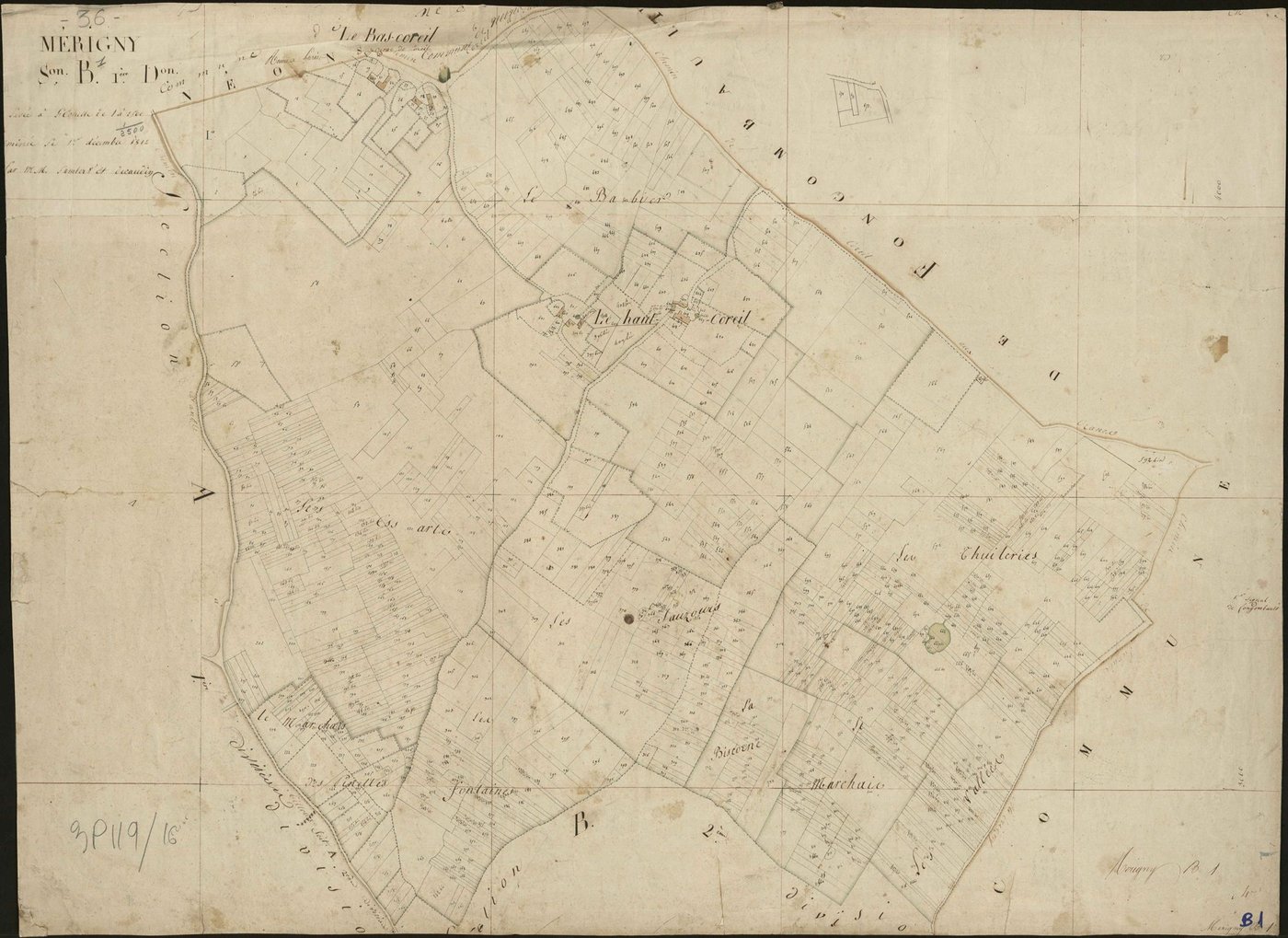 Mérigny - Section B1, dite du Bois sur le tableau d'assemblage.