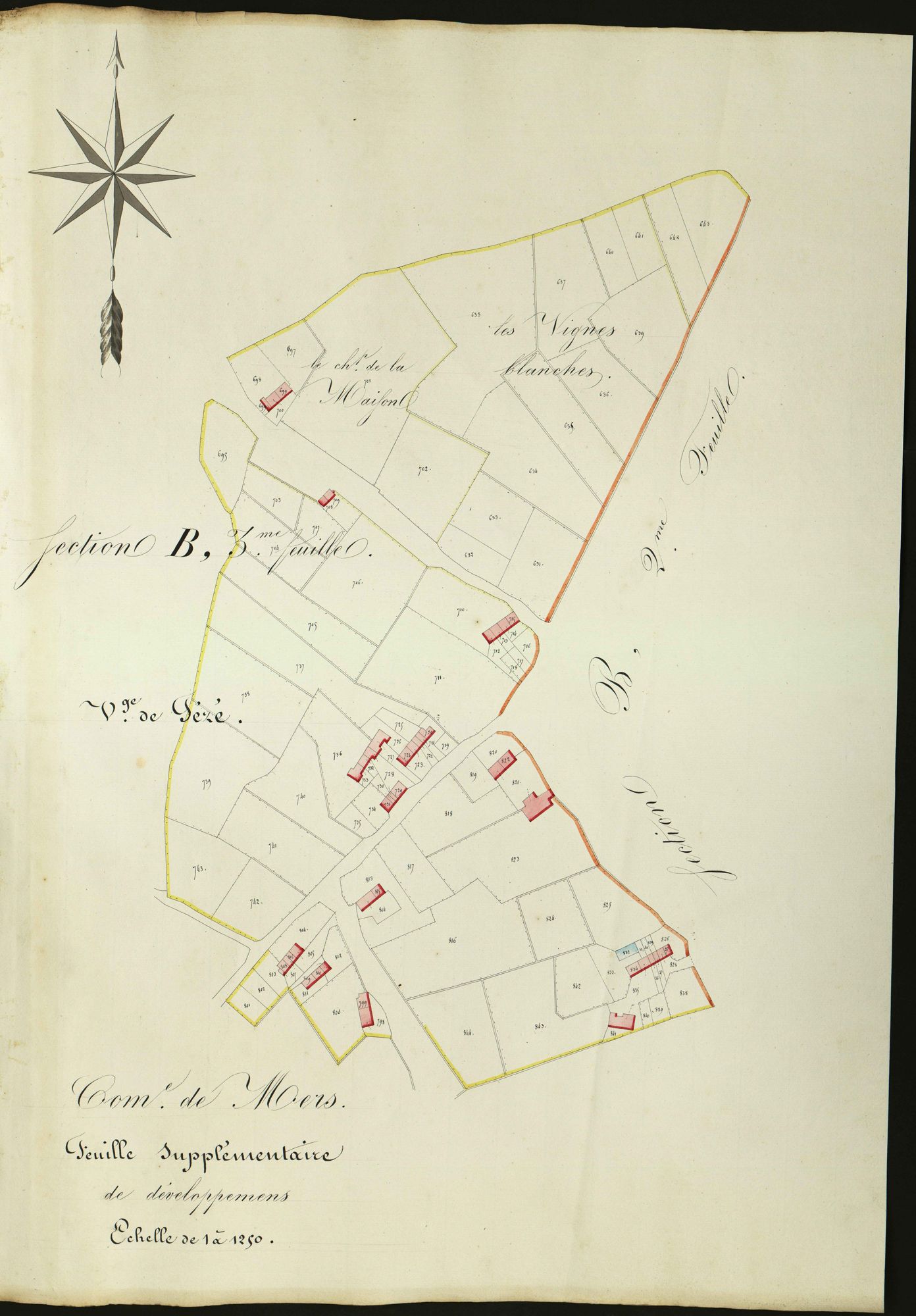 Mers-sur-Indre - Section B3, feuille supplémentaire de développement (village de Tézé).