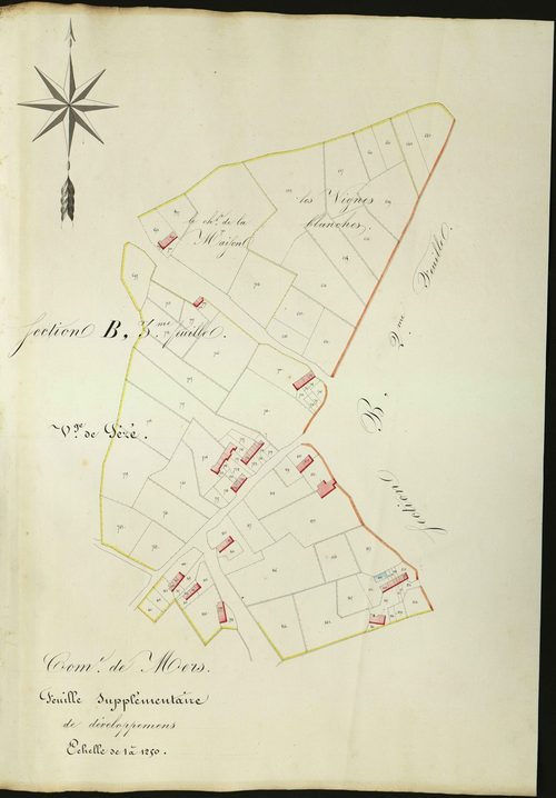 Mers-sur-Indre - Section B3, feuille supplémentaire de développement (village de Tézé).