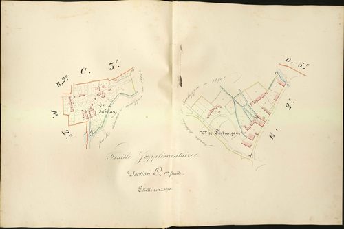 Mézières-en-Brenne - Section E1, feuille supplémentaire (village de Subtray, village de Corbançon).