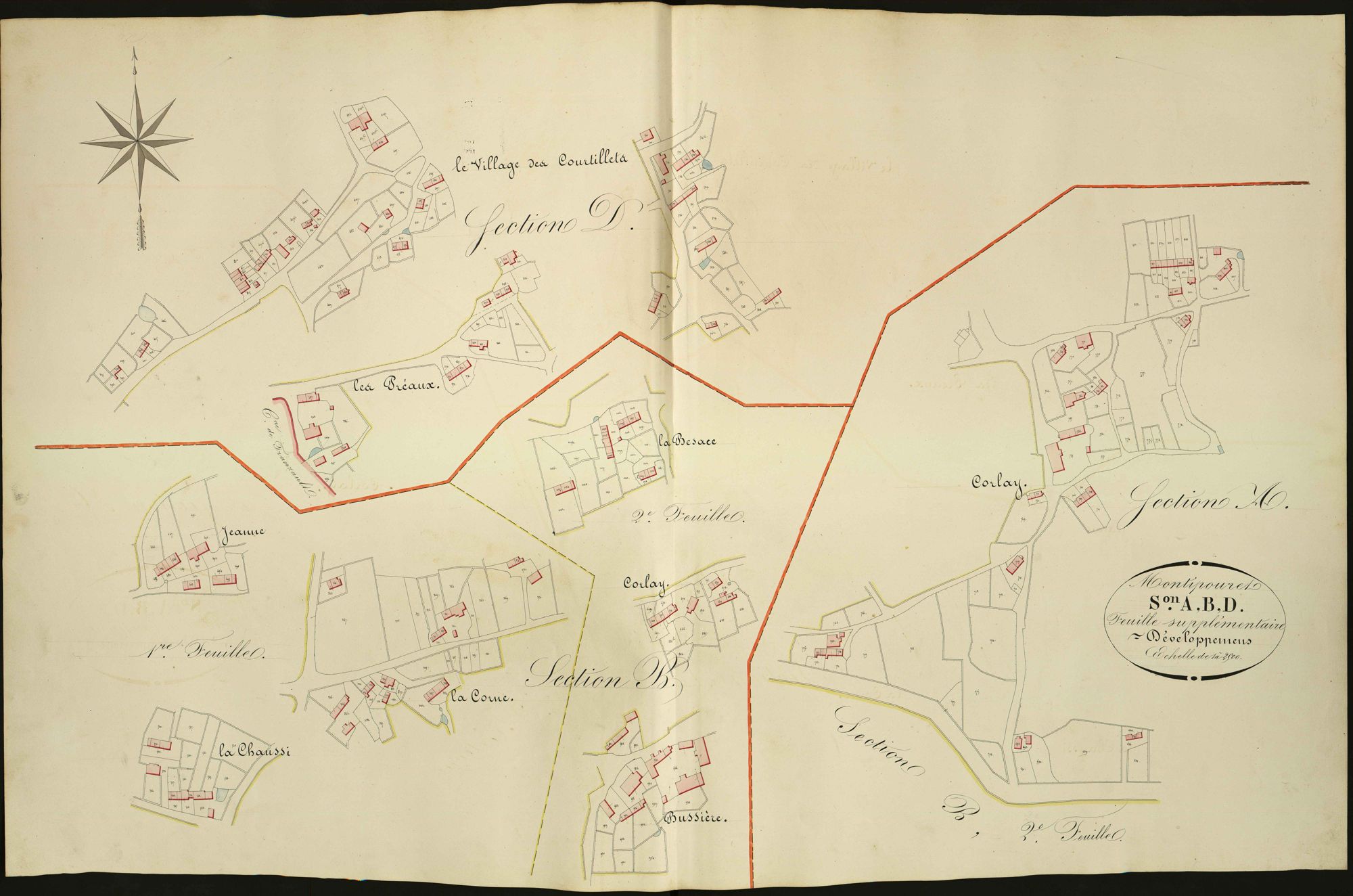 Montipouret - Sections A, B, D, feuille supplémentaire de développement.