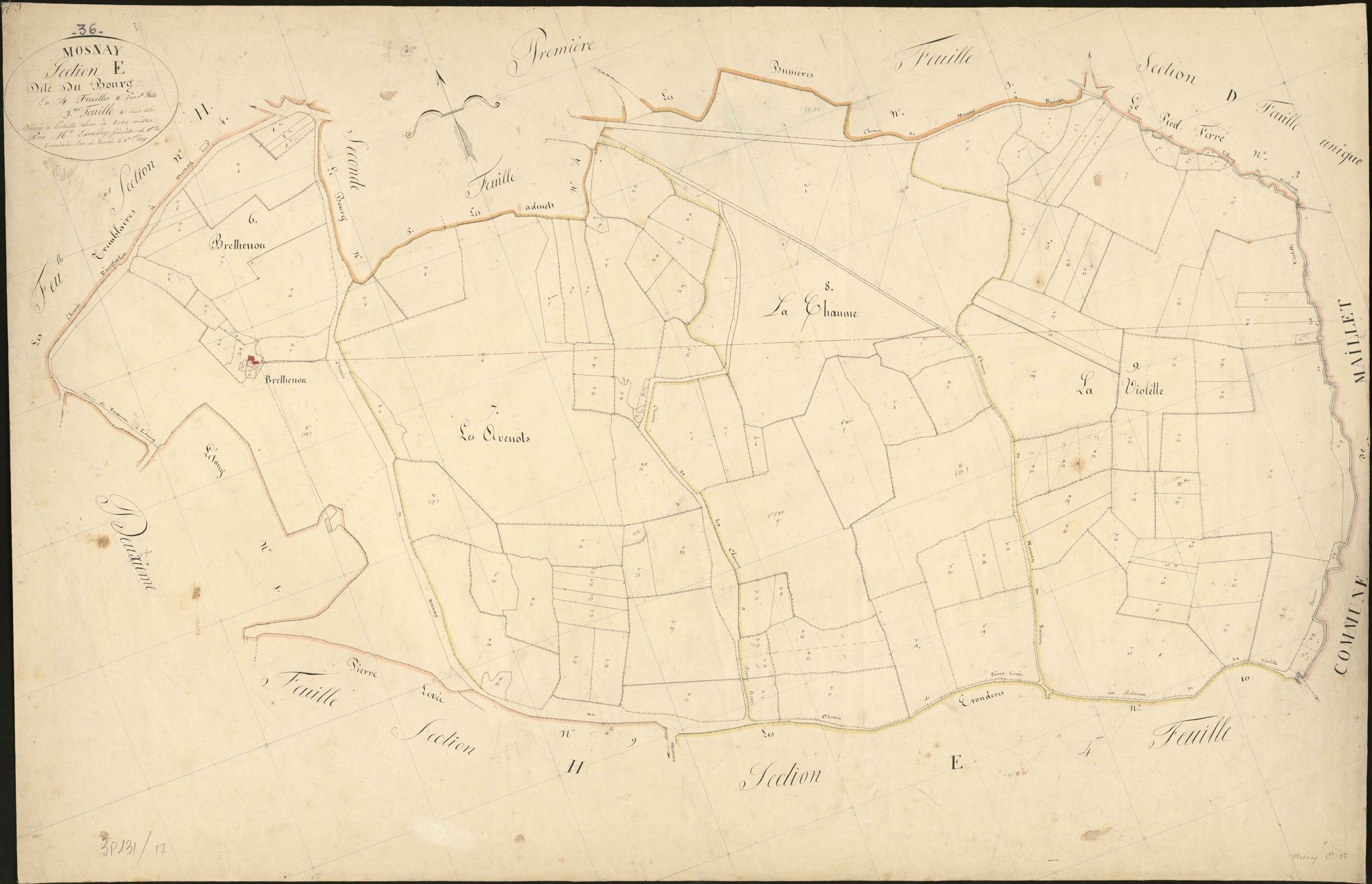 Mosnay - Section E3, dite du Bourg.