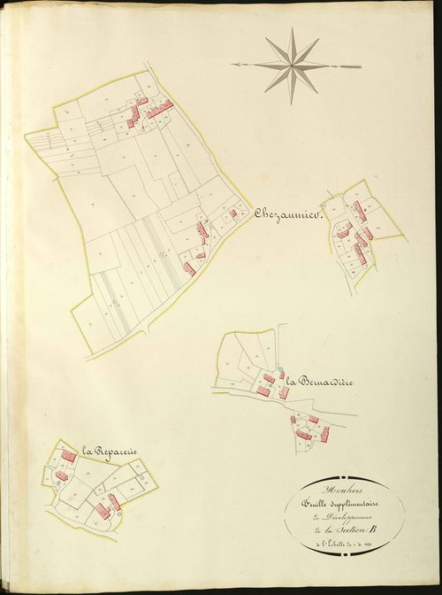 Mouhers - Section B, feuille supplémentaire de développement (La Bernardière, La Reparerie, Chezaumier).