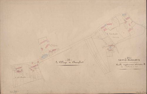 Neuvy-Pailloux - Section E, feuille supplémentaire (village de Champlait).