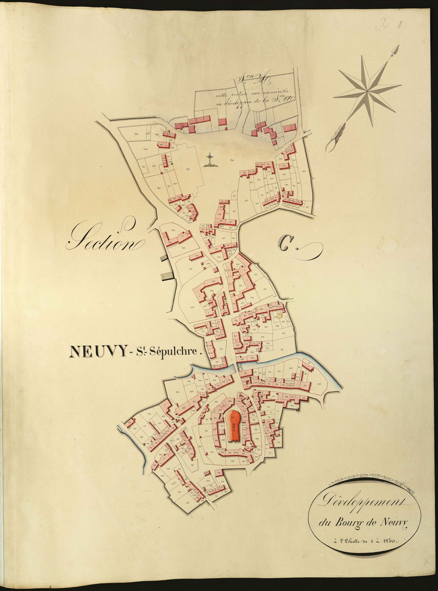 Neuvy-Saint-Sépulchre - Section C1, développement du bourg de Neuvy.