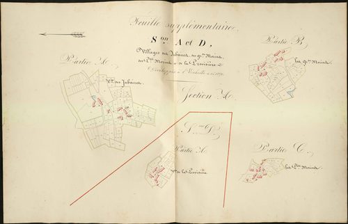 Obterre - Section A et D, feuille supplémentaire (Les Jubaires, Les Grands Morins, Les Petits Morins, La Provisière).