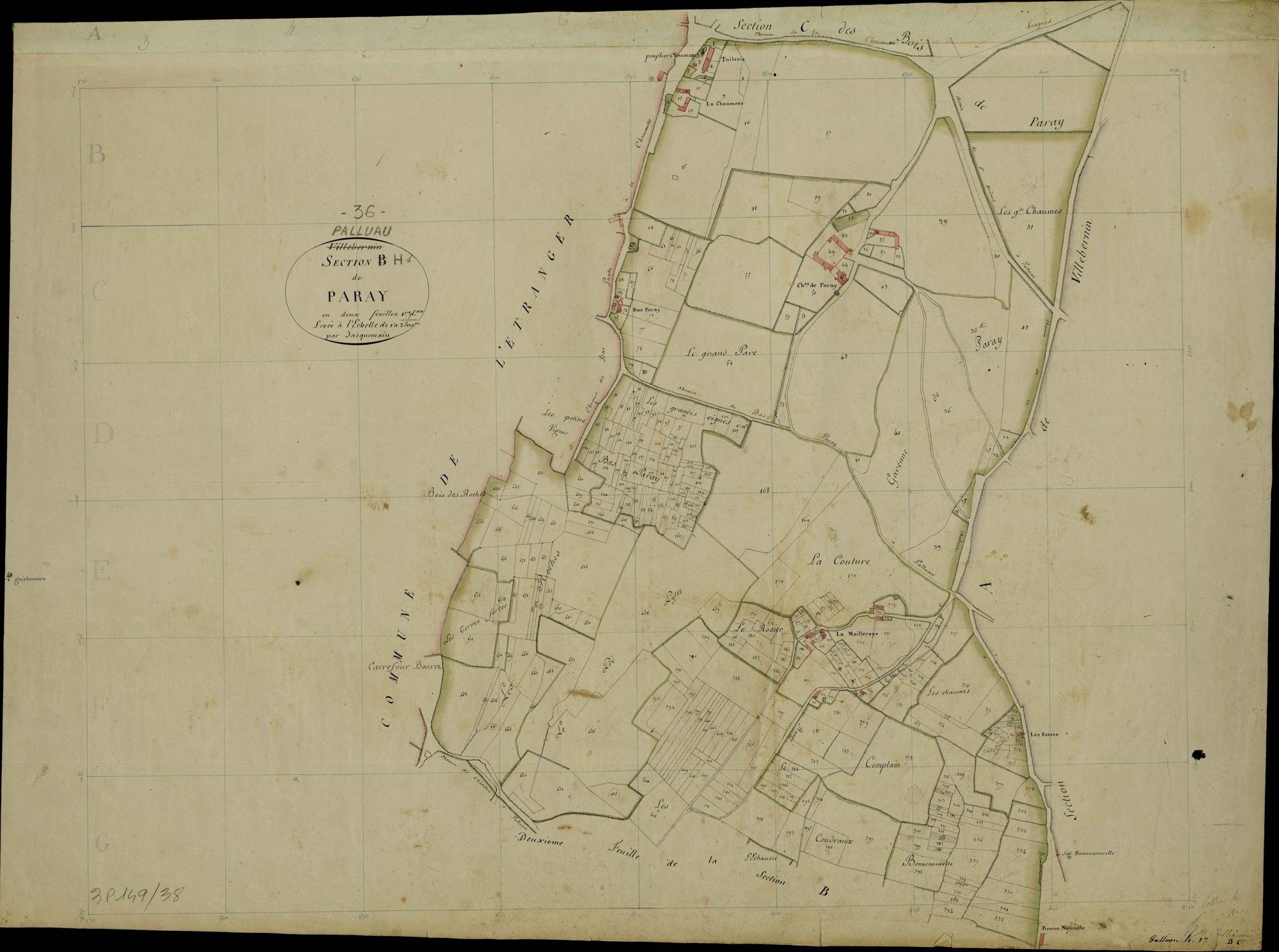 Palluau-sur-Indre - Section H1, dite de Paray (ancienne section B1 de Villebernin).