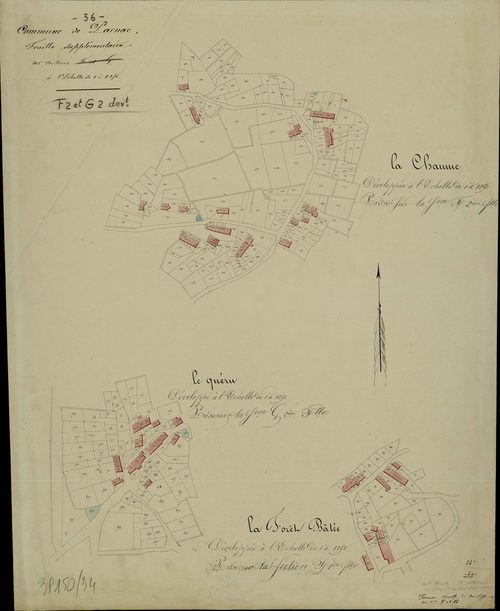 Parnac - Feuille supplémentaire (F1 : La Forêt Batée, F2 : La Chaume, G2 : Le Quéru).