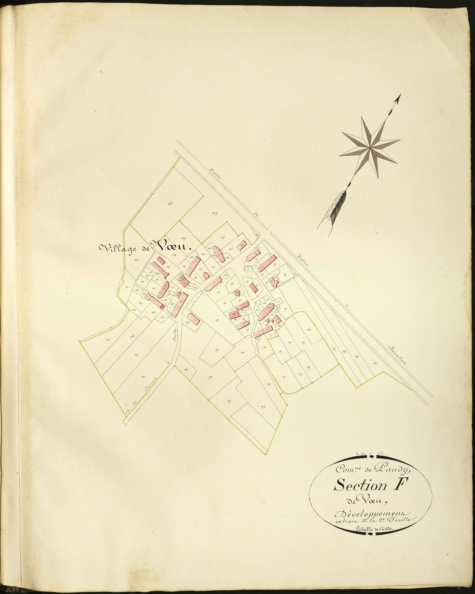 Paudy - Section F2, développement (village de Vu).
