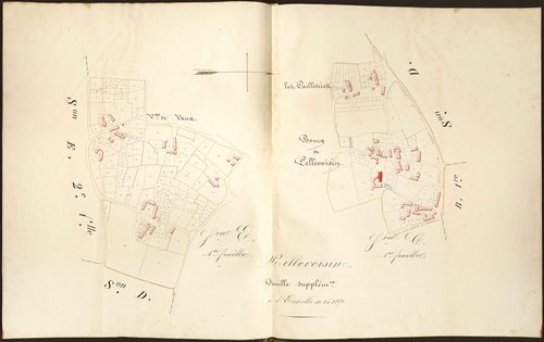 Pellevoisin - Feuille supplémentaire (C1 : Bourg et Les Cailletries, E1 : Village de Vaux).