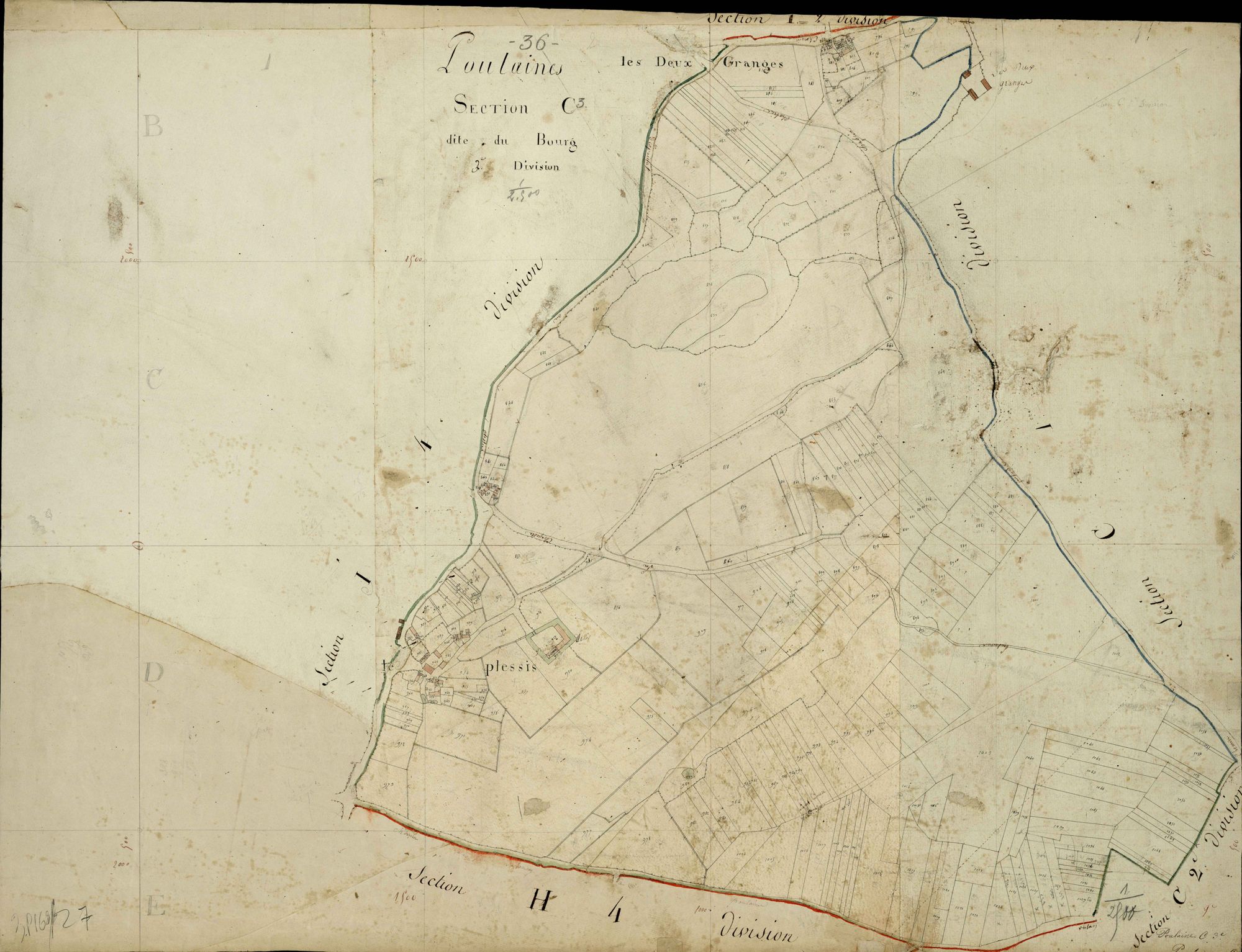 Poulaines - Section C3, dite du Bourg.