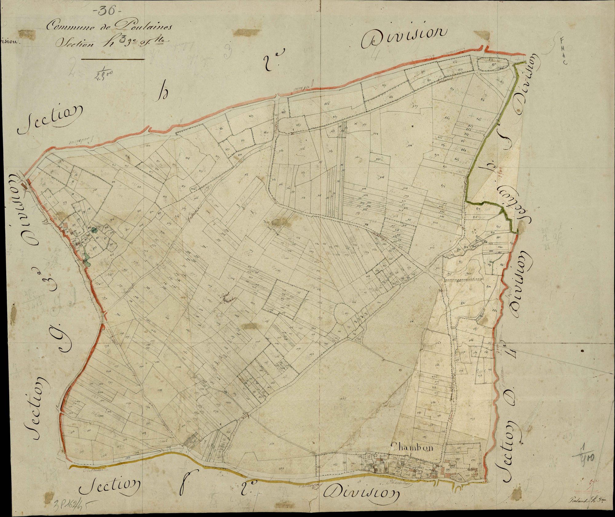 Poulaines - Section H3, [dite des Bruères].