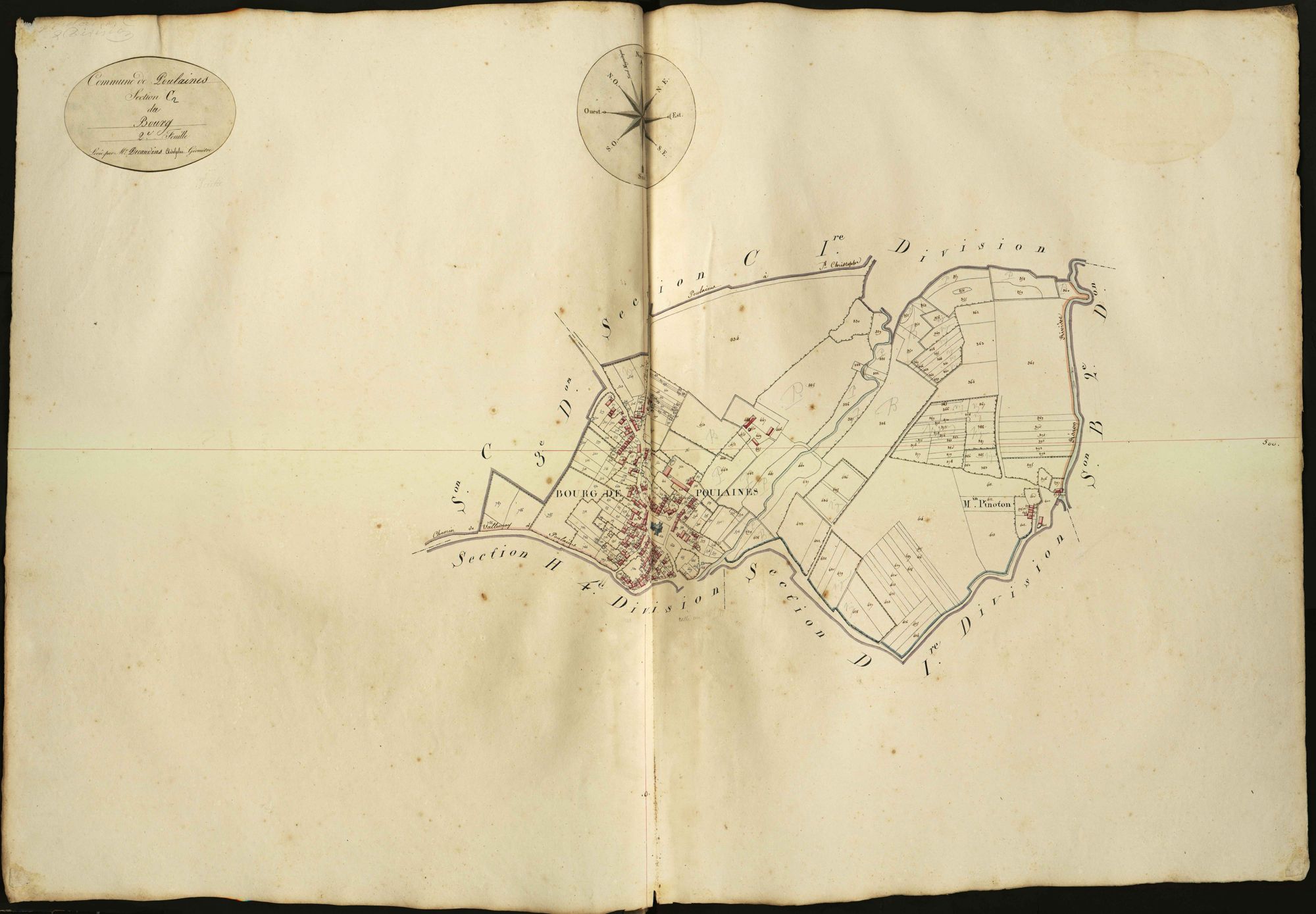 Poulaines - Section C2, dite du Bourg.