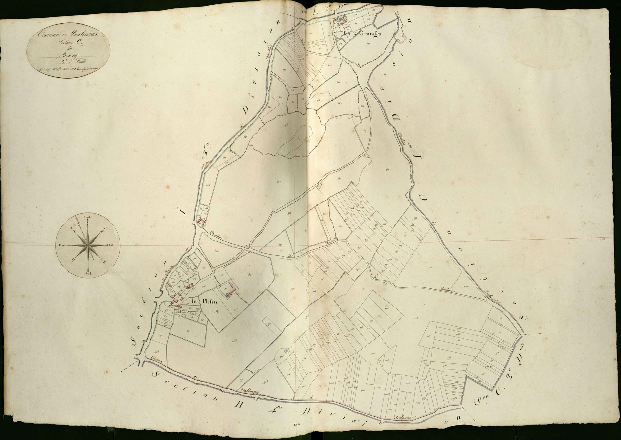 Poulaines - Section C3, dite du Bourg.