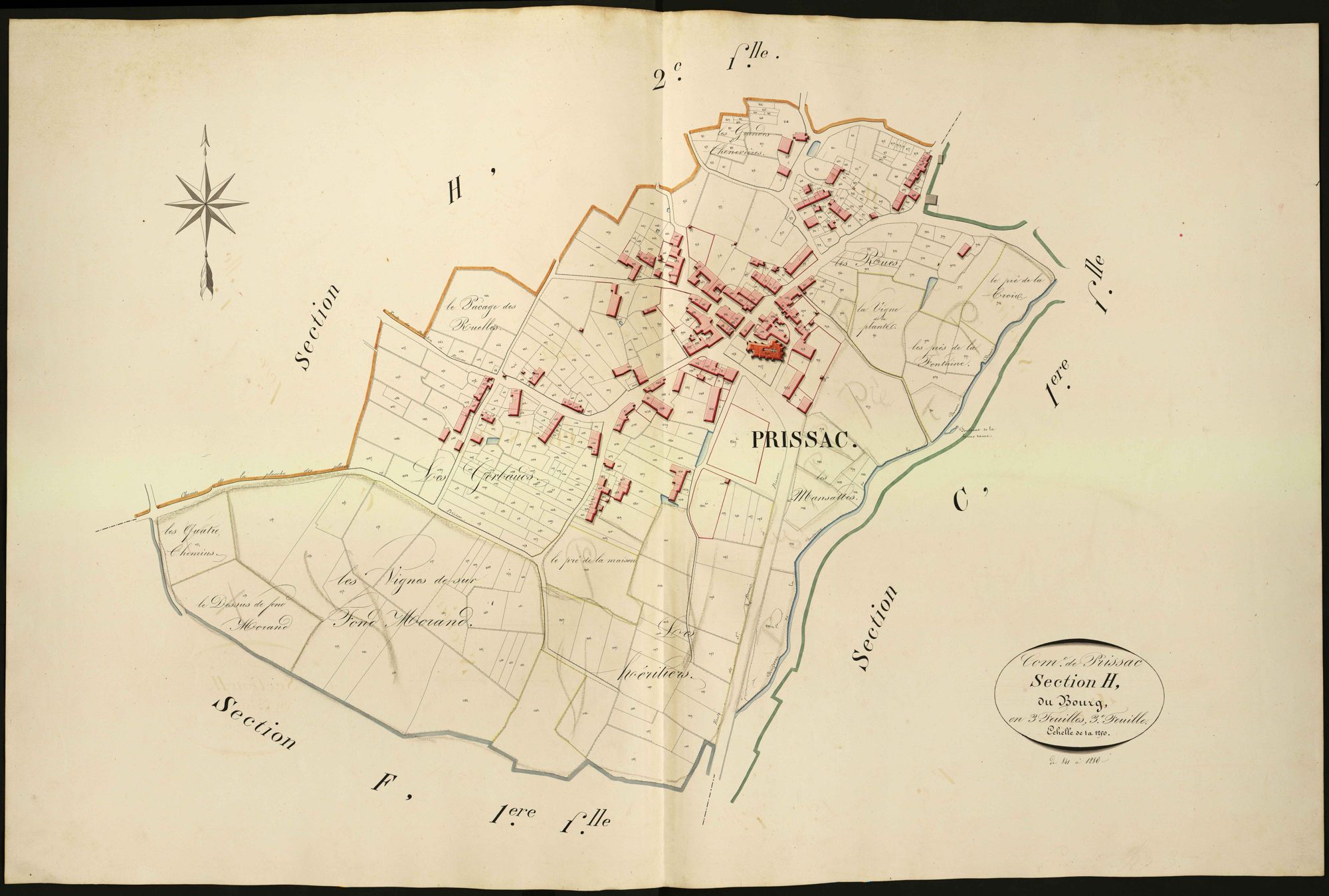 Prissac - Section H3, dite du Bourg.