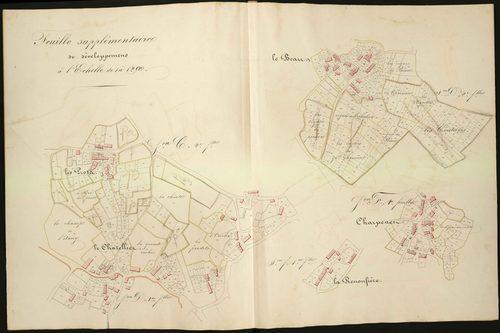 Prissac - Sections C2, D1 et D2, F1,feuille supplémentaire de développement.