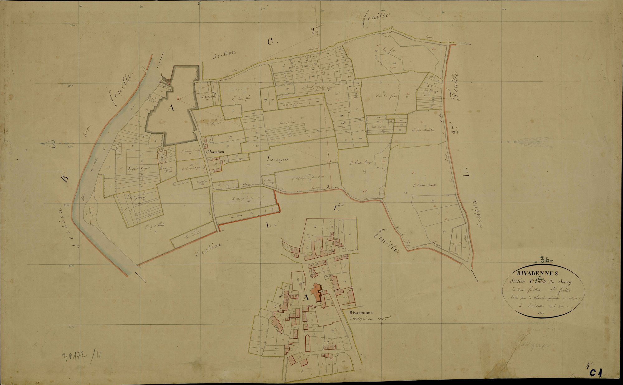 Rivarennes - Section C1, dite du Bourg.