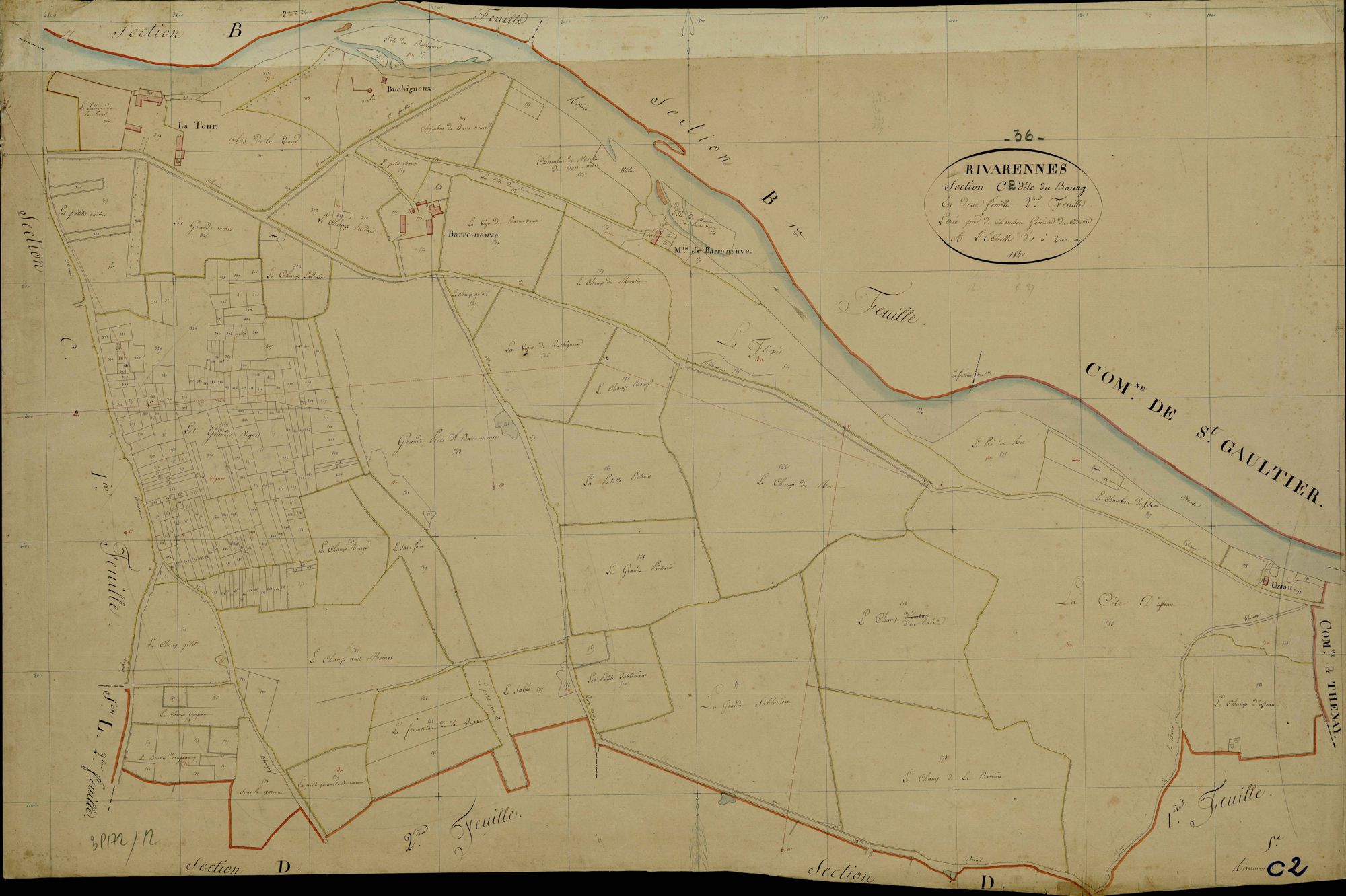 Rivarennes - Section C2, dite du Bourg.