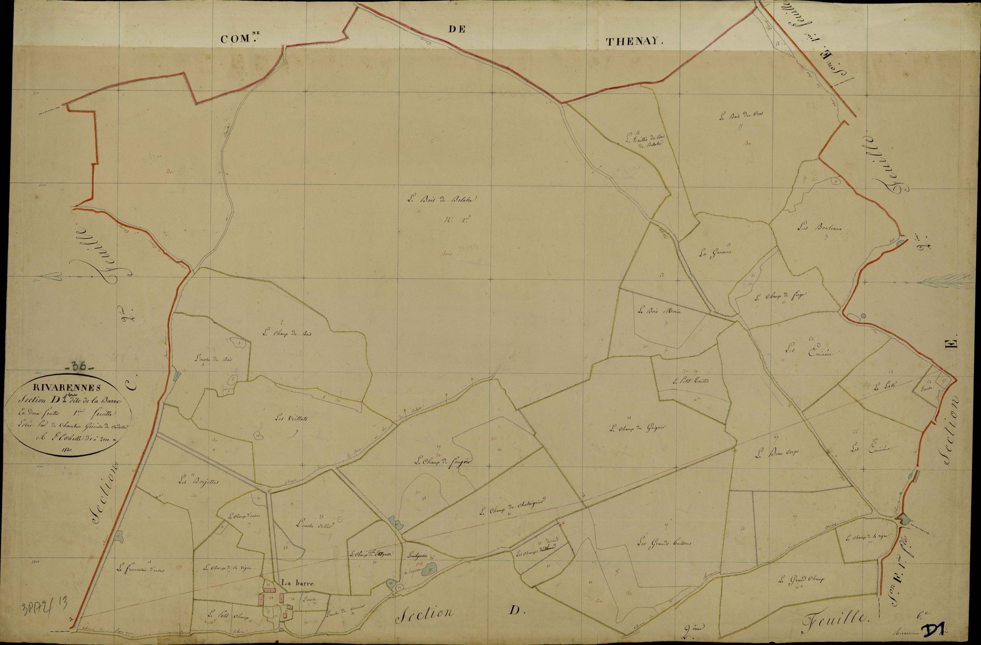 Rivarennes - Section D1, dite de la Barre.