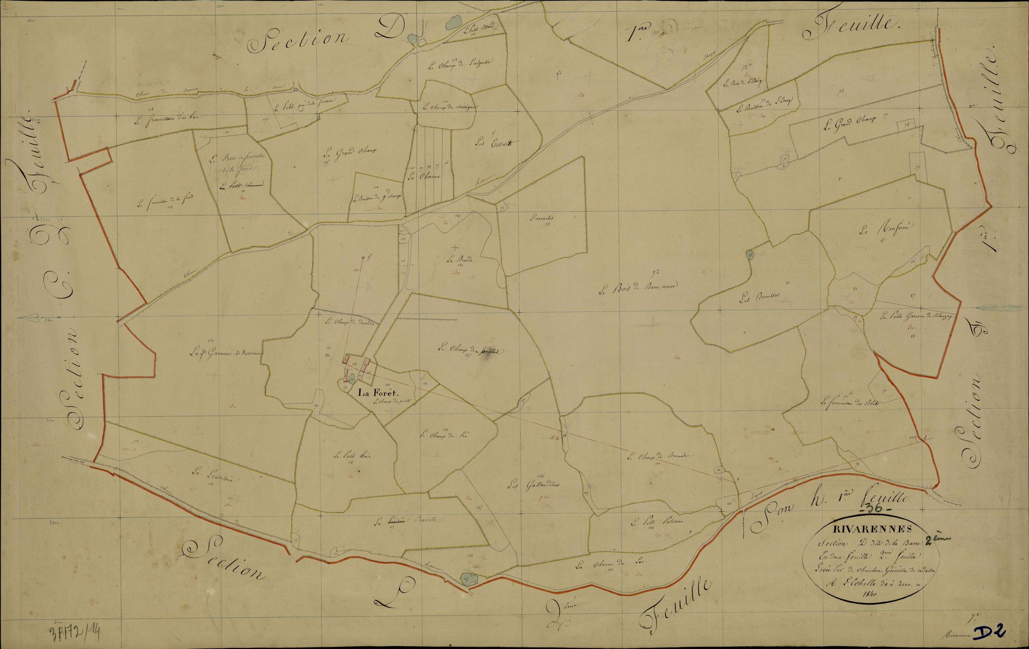Rivarennes - Section D2, dite de la Barre.