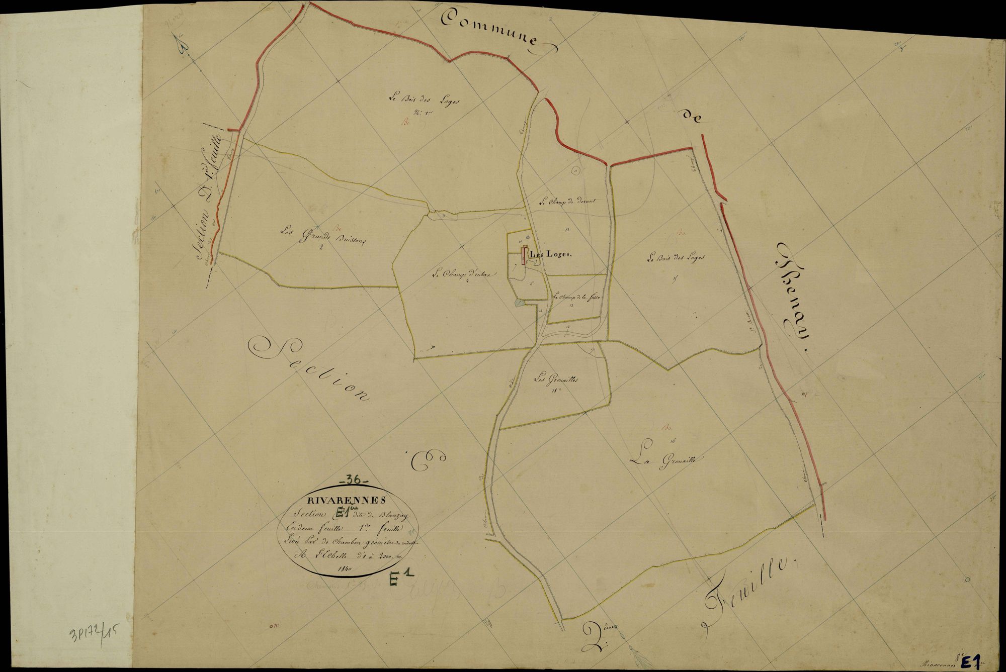 Rivarennes - Section E1, dite de Blanzay.