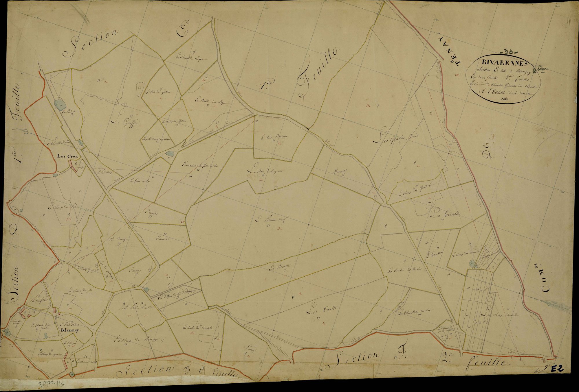 Rivarennes - Section E2, dite de Blanzay.