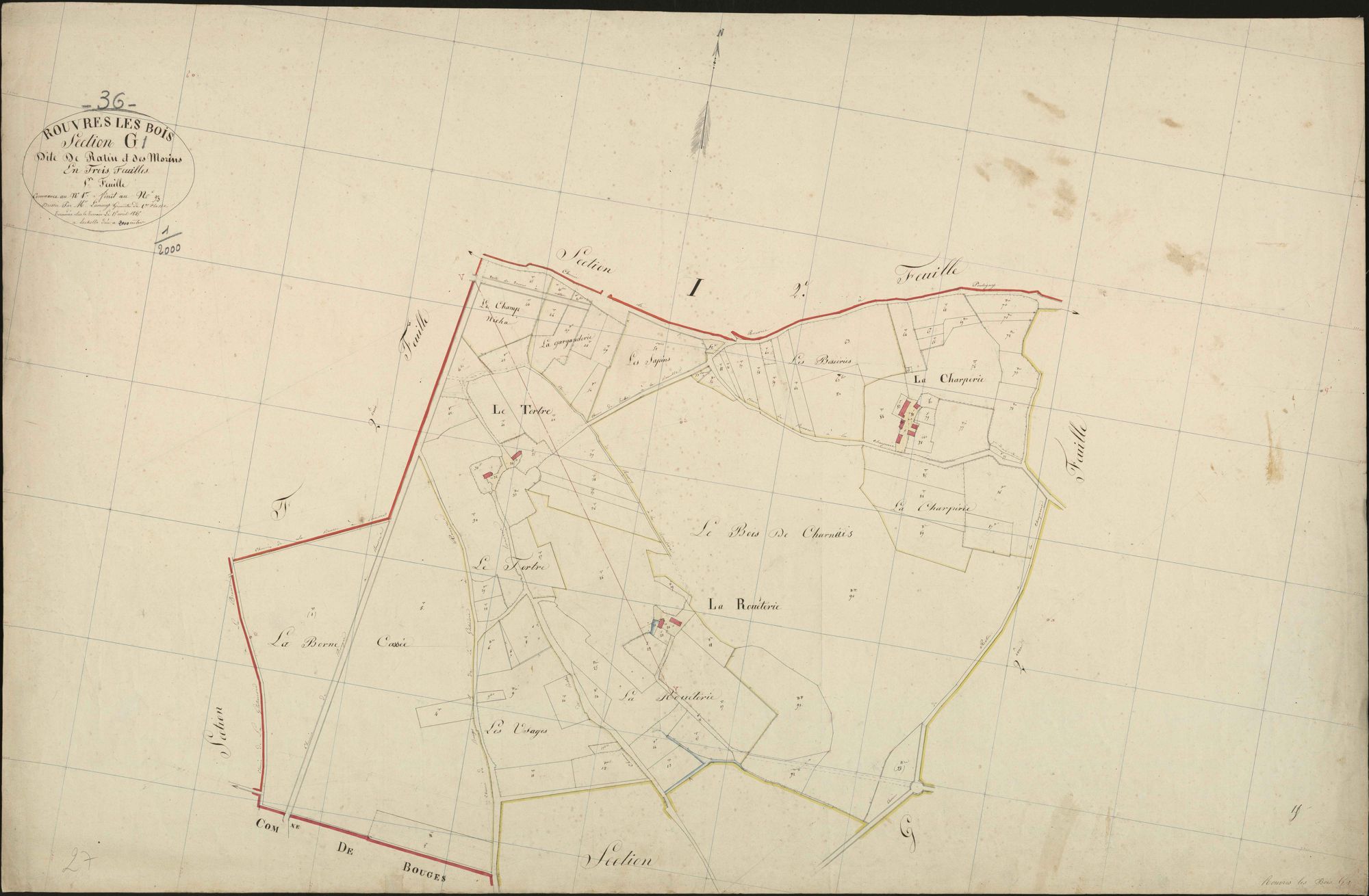 Rouvres-les-Bois - Section G1, dite De Ratin et des Morins.