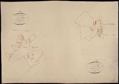 Saint-Aubin - Section H, feuille de développement (Mérolles et bourg de Saint-Aubin).