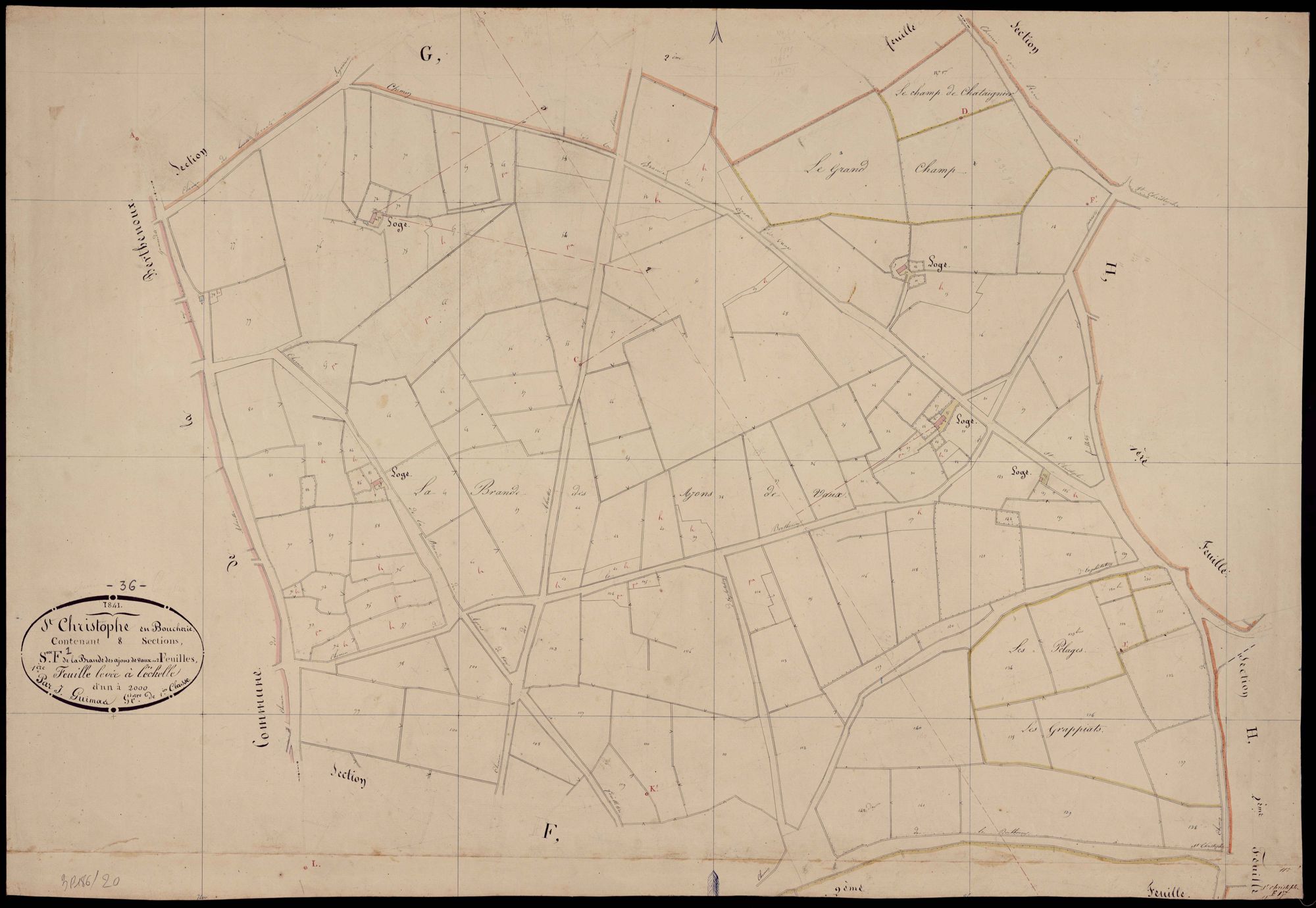 Saint-Christophe-en-Boucherie - Section F1, dite de La Brande des Ajons de Vaux.