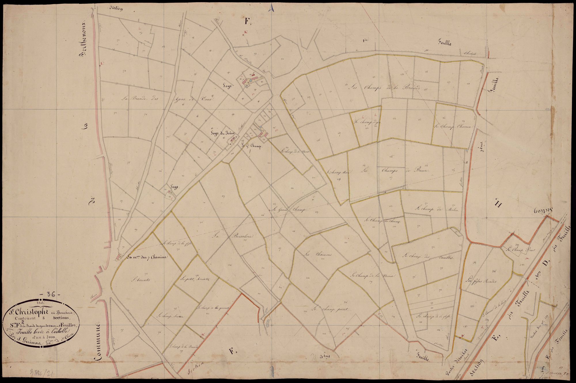 Saint-Christophe-en-Boucherie - Section F2, dite de La Brande des Ajons de Vaux.