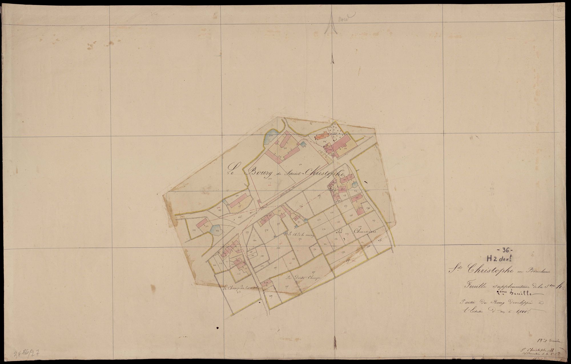 Saint-Christophe-en-Boucherie - Section H2, feuille supplémentaire (partie du bourg).