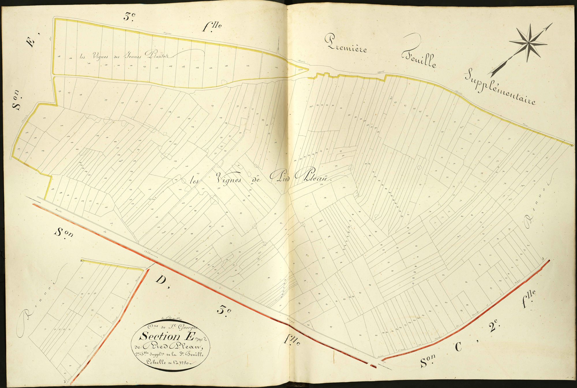 Saint-Georges-sur-Arnon - Section E3, dite de Pied Pleau, deuxième feuille supplémentaire.