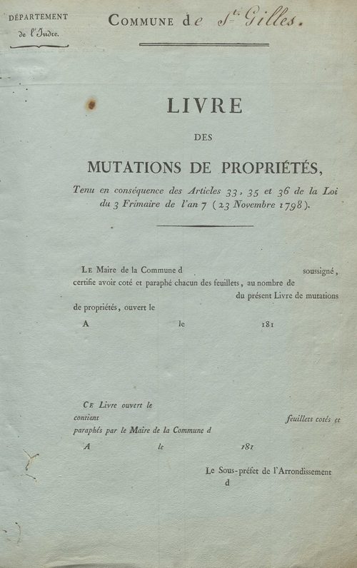 Saint-Gilles - Livre des mutations des propriétés
