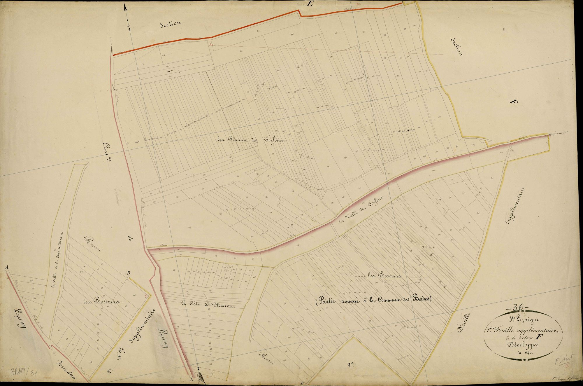 Sainte-Lizaigne - Section F, première feuille supplémentaire.