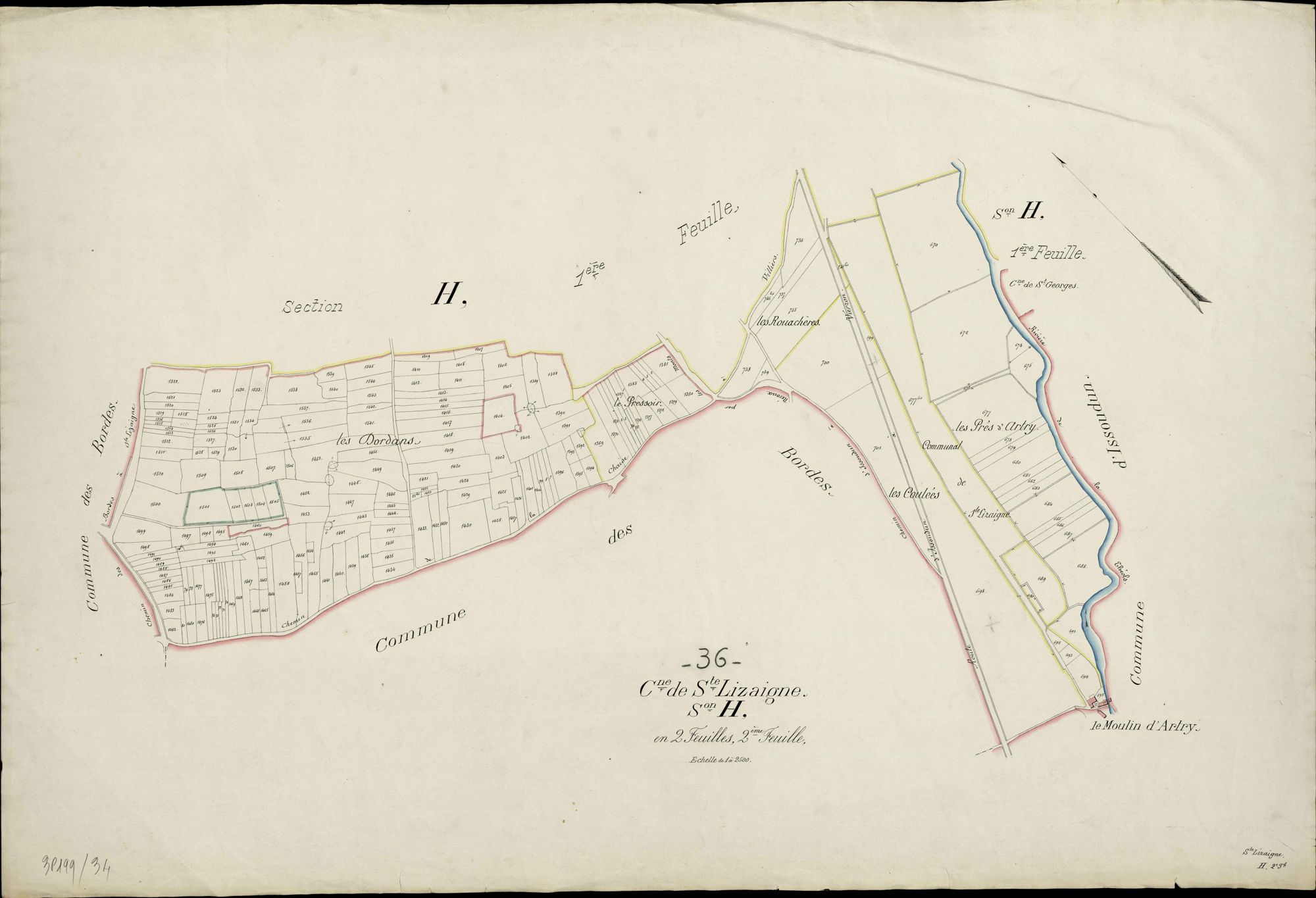 Sainte-Lizaigne - Section H2 (feuille créée suite à la création de la commune des Bordes).