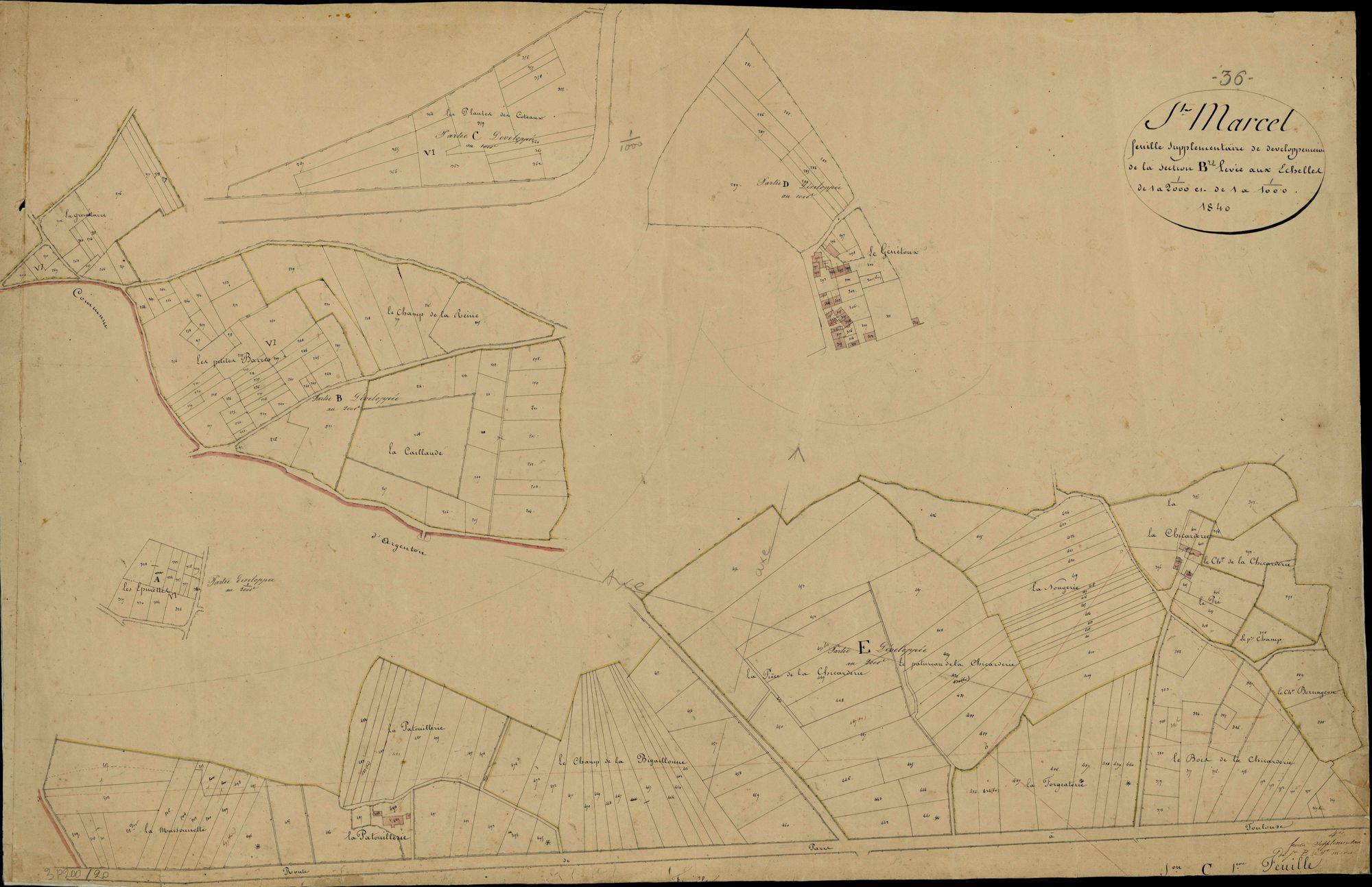 Saint-Marcel - Section B, feuille supplémentaire de développement.