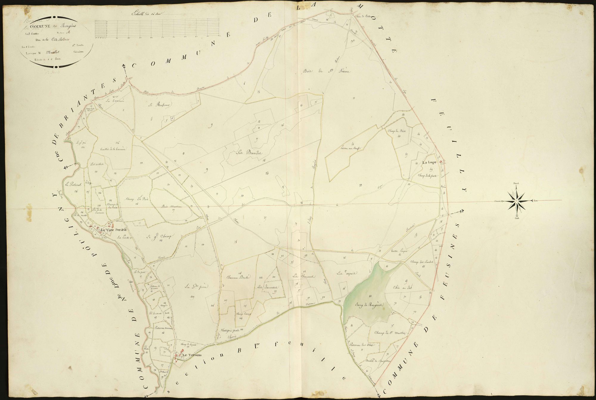 Sainte-Sévère-sur-Indre - Section A, dite de la Côte Perdrix (devenue section D après fusion avec Rongères).