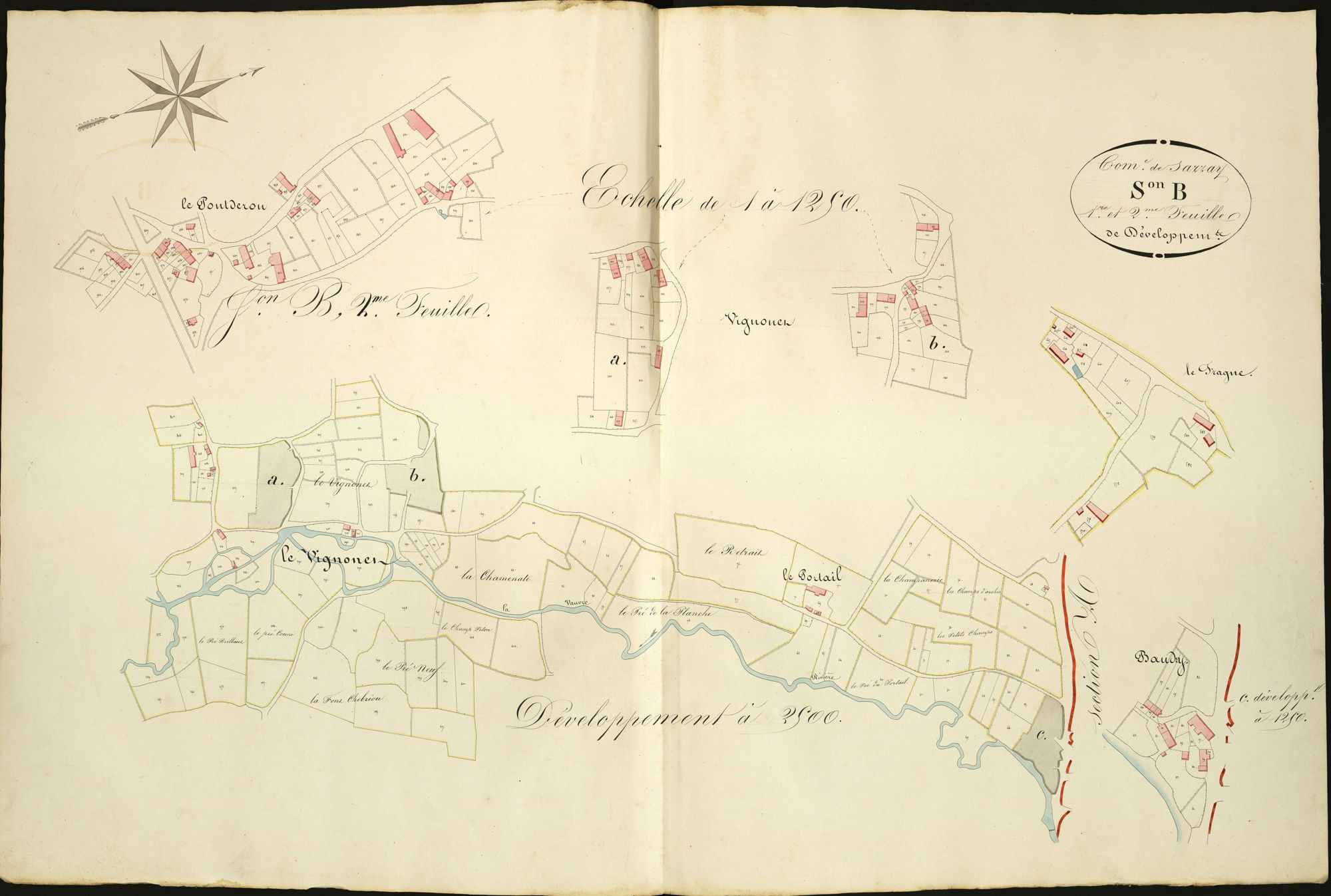 Sarzay - Section B, Feuilles 1 et 2 de développement.